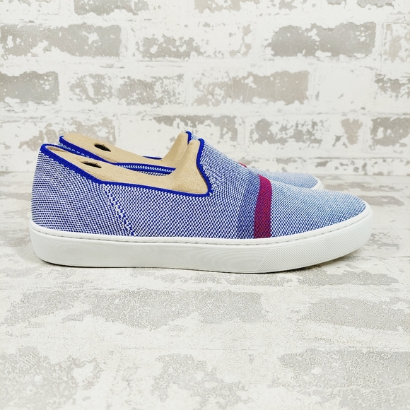 New Rothy’s Original Blue Knit Round Toe Slip On Reflector Sneaker E705 - Picture 3 of 9